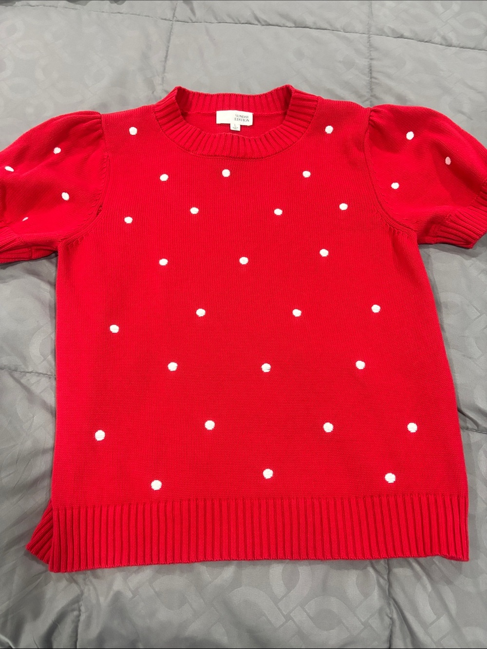 Versona Red Polka Dot Short Sleeve Sweater